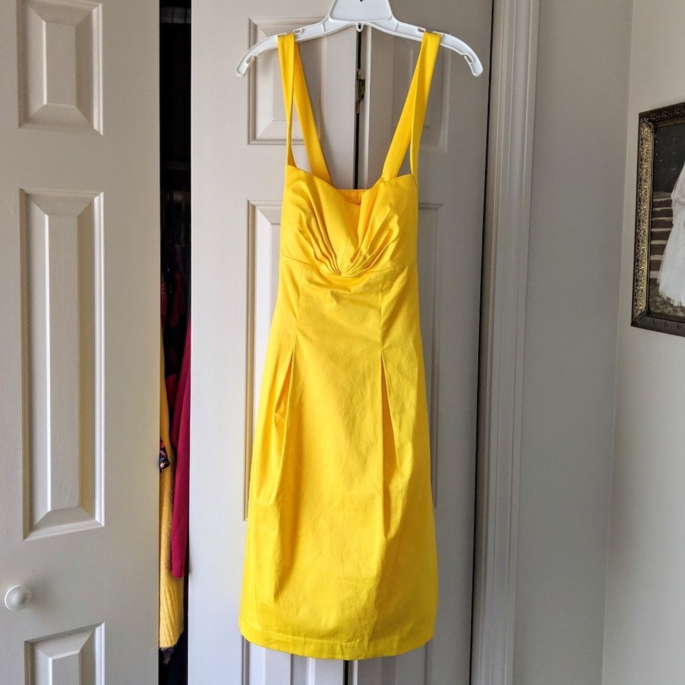 Yellow Calvin Klein Cross Back Vintage Dress 12
